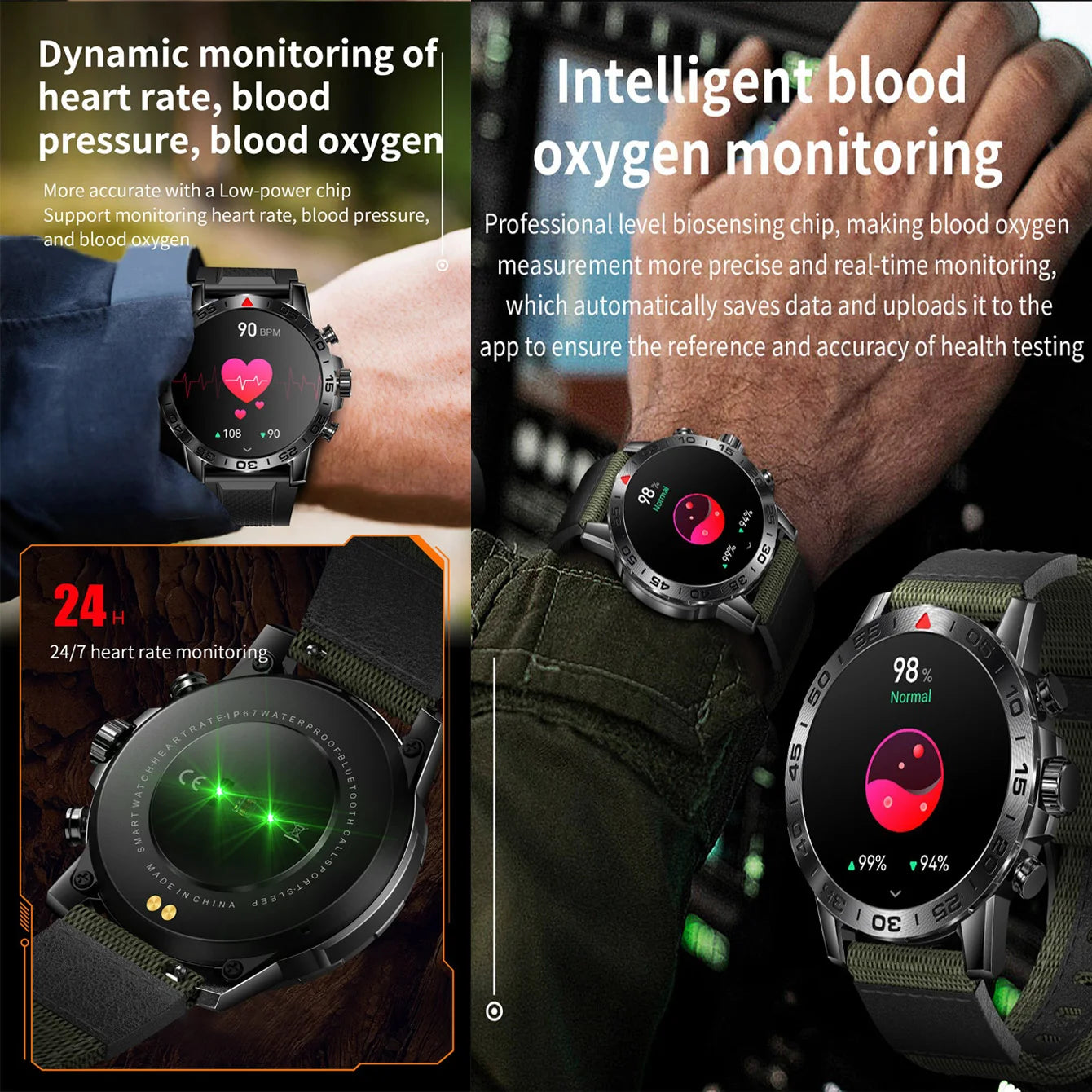 Smartwatch Outdoor Military Health Monitoring Sports Watch