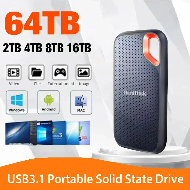 External Hard Drive Mobile SSD 128TB