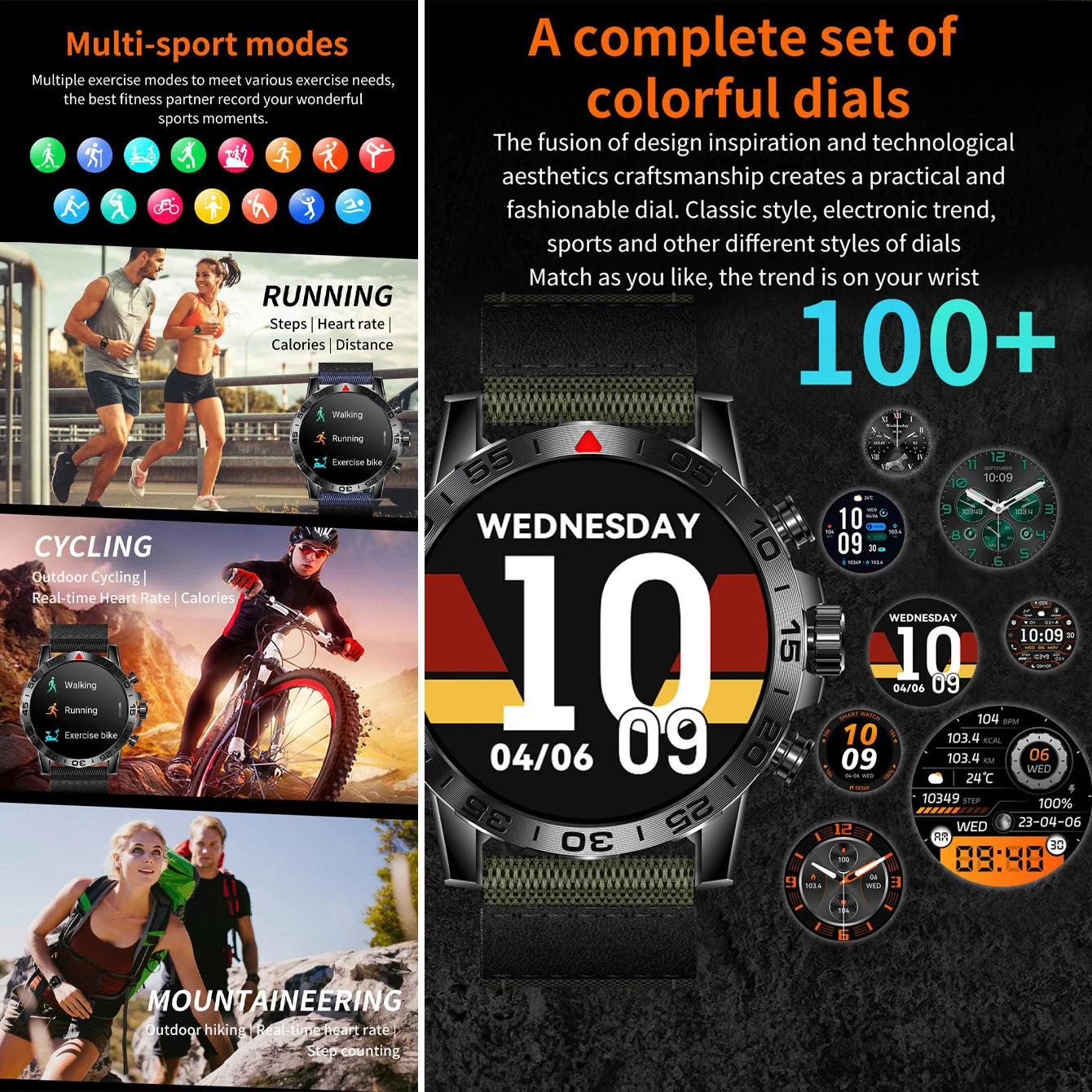 Smartwatch Outdoor Military Health Monitoring Sports Watch